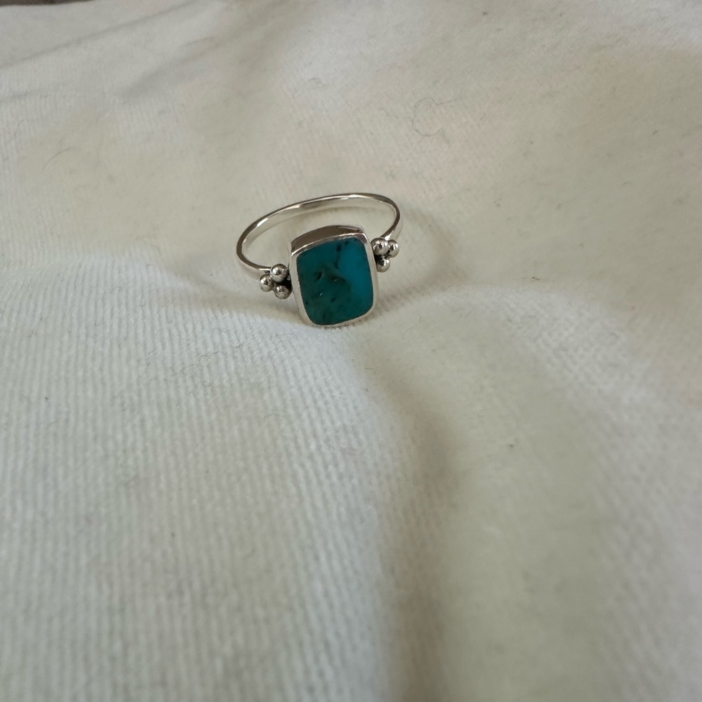 Sterling silver turquoise inlay ring size7